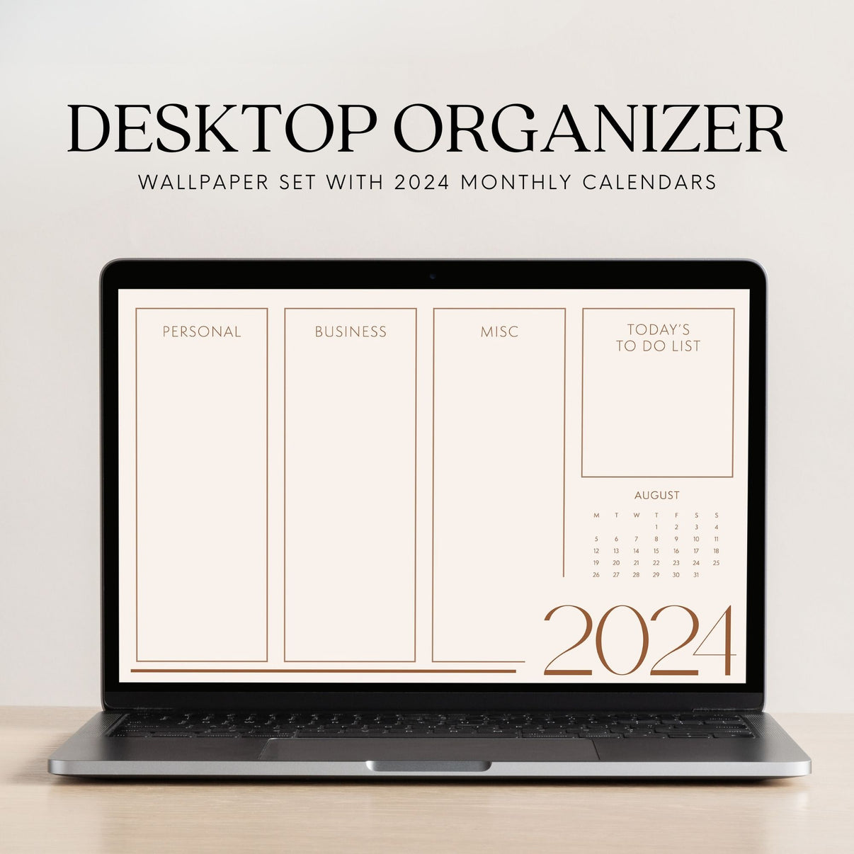 Computer Desktop Organizer Background with 2024 Calendar – Pretty Boss ...