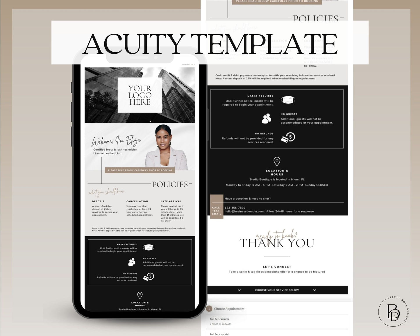 Acuity Scheduling Template Booking Site Branding Design