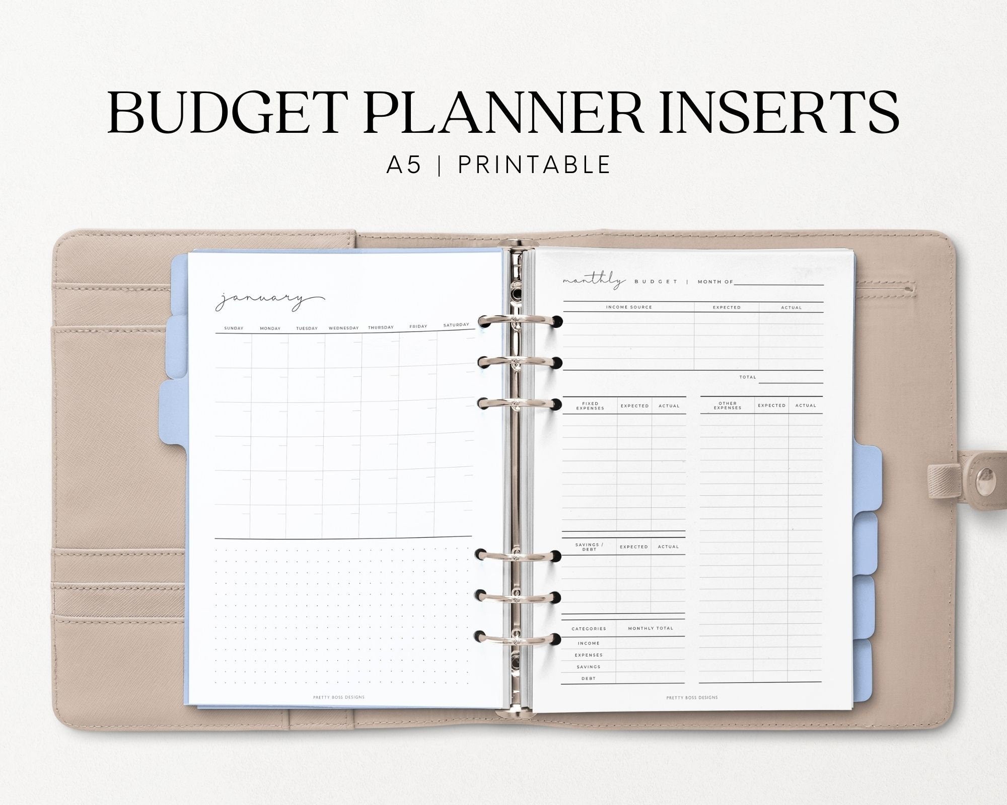 A5 Budget Planner Inserts Printable – Pretty Boss Designs